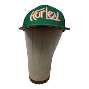 Boys Hurley Snapback Hat Green Embroidered Spell Out Adjustable
